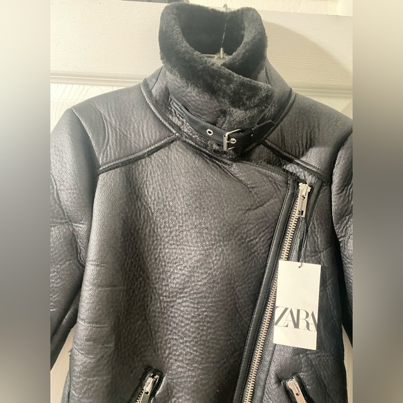 @@@ZARA@@@Zara Biker Belted Double-Faced Jacket. - Picture 14 of 16
